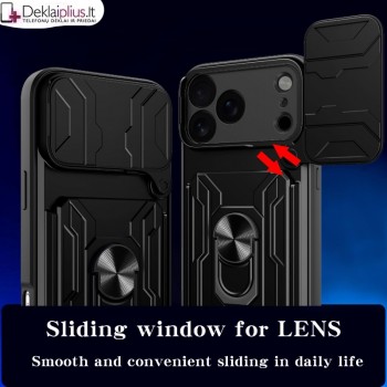 6in1 smūgiams atsparus dėklas su kortelių dėklu - juodas (Apple Iphone 17 Pro/Iphone 18 Pro)